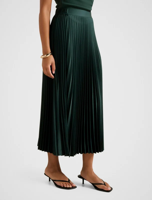 forever new  ESTELLE Satin Pleated Midi Skirt for Women | Best Price UAE